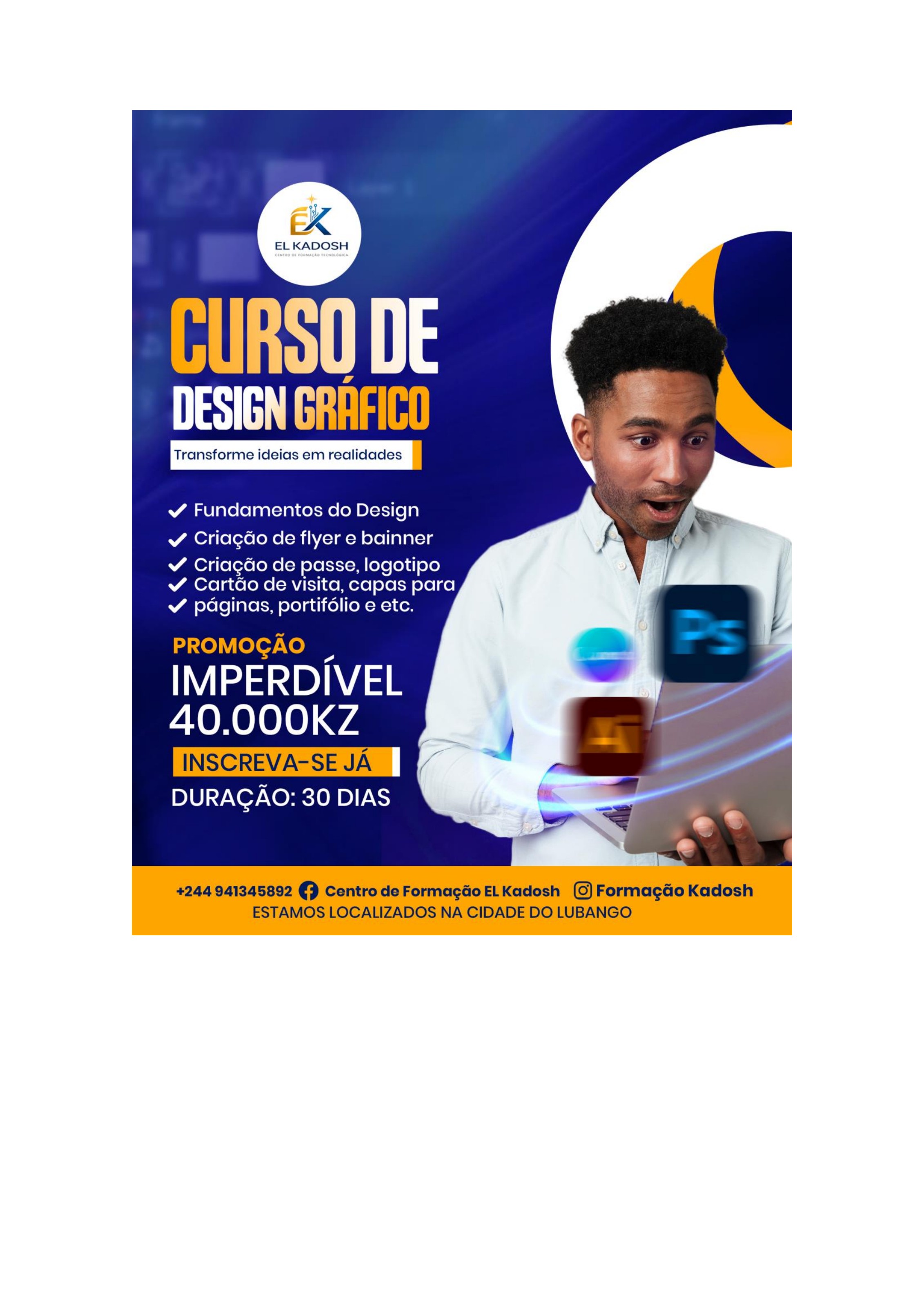 Flyer do curso de Design Gráfico — El Kadosh Lubango