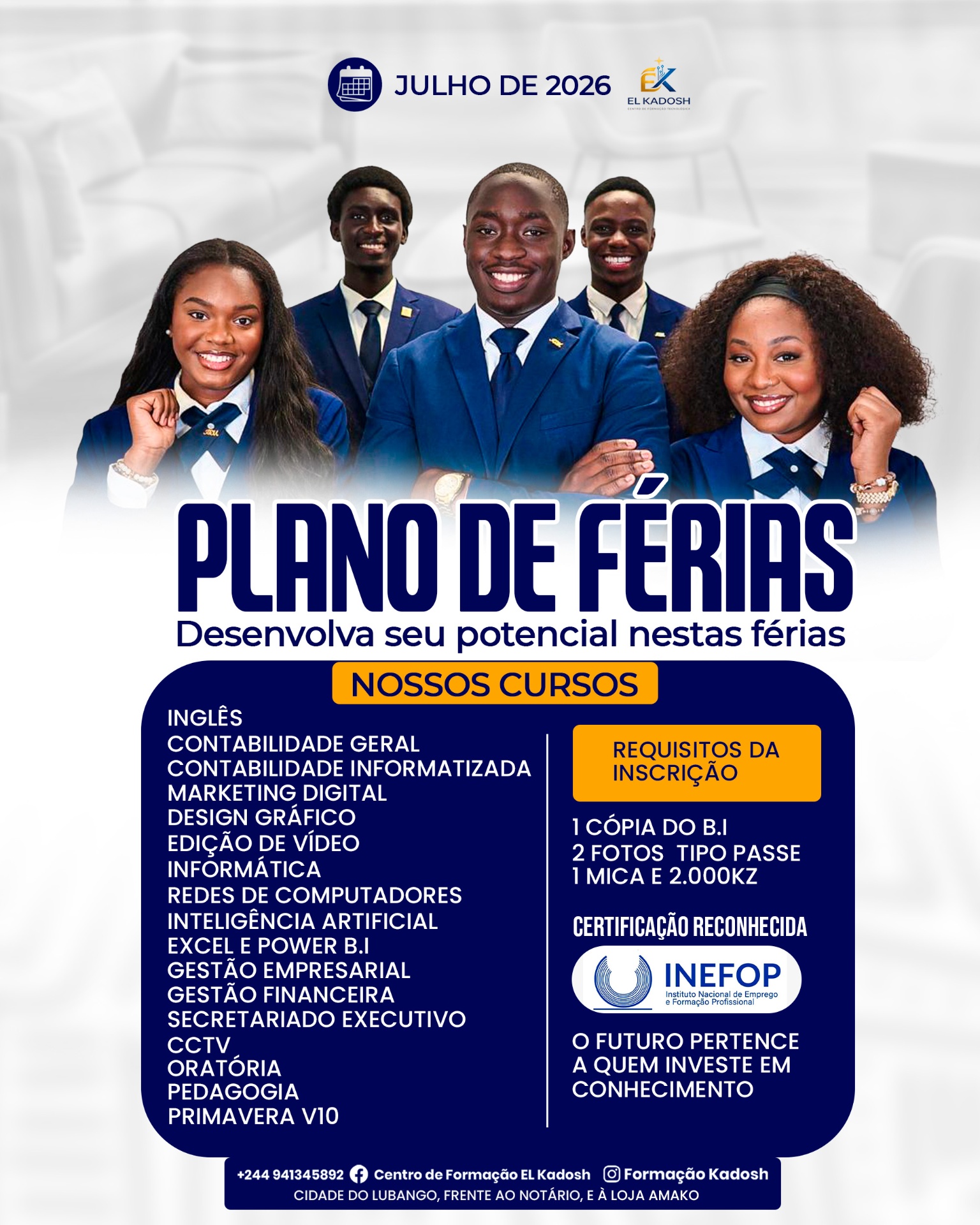 Flyer institucional do Plano de Férias